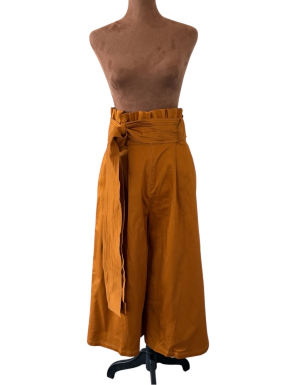 Silvia Tcherassi Paperbag Waist Belted Cropped Wide Leg Pants Size M